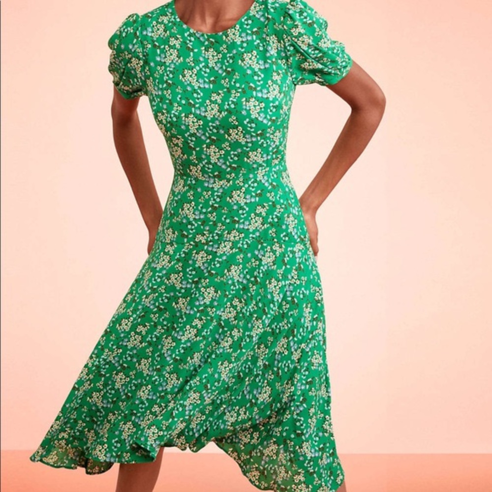 NWOT Loft Buttercup Puff Sleeve Flounce Dress